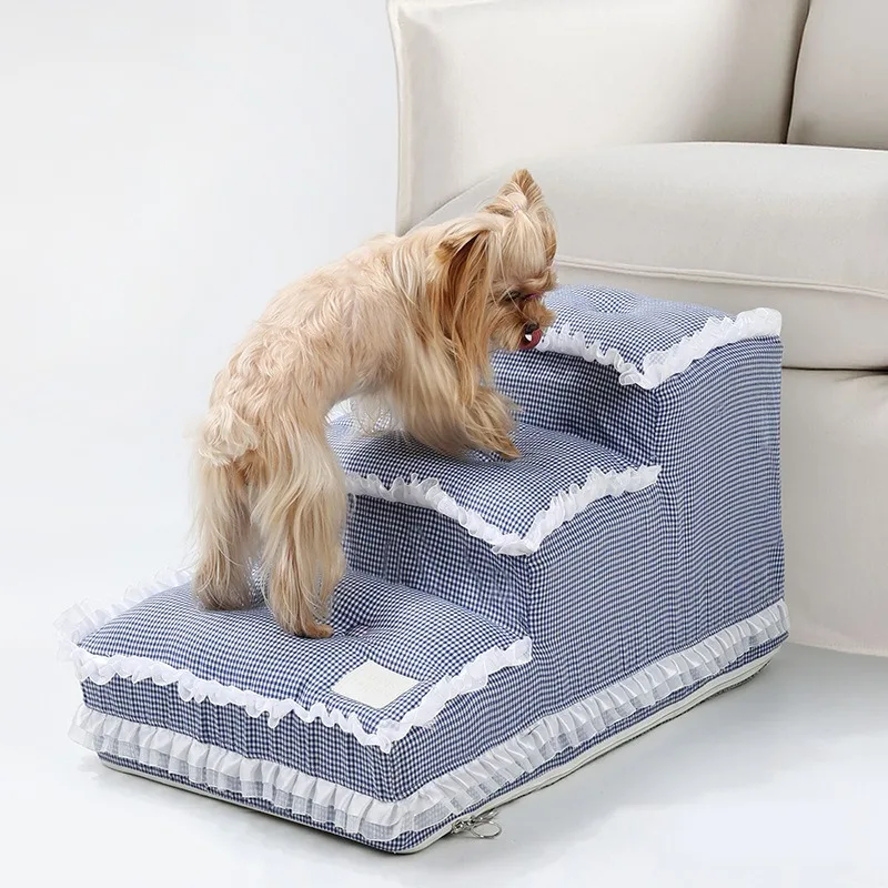 Pet dog stairs can be folded, dismantled and washed, dog assisted on the car, sofa stairs, non-slip dog three-story stairs