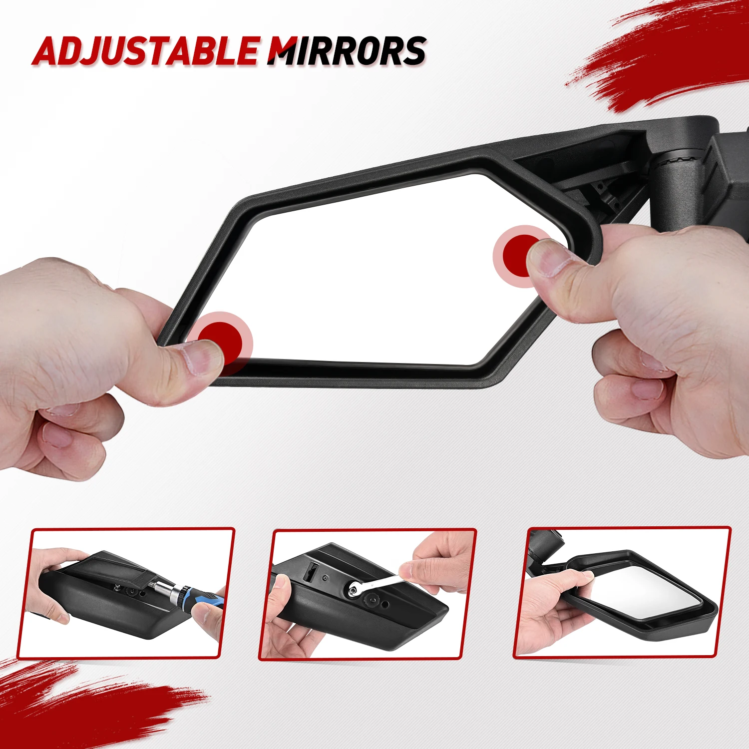 Frokom X3 Side Mirrors - 2017 2018 2019 2020 2021 2022 2023 Can Am Maverick X3 Max X RS/DS/MR/Turbo/R/RR, Adjustable & Break Away Design - view 3