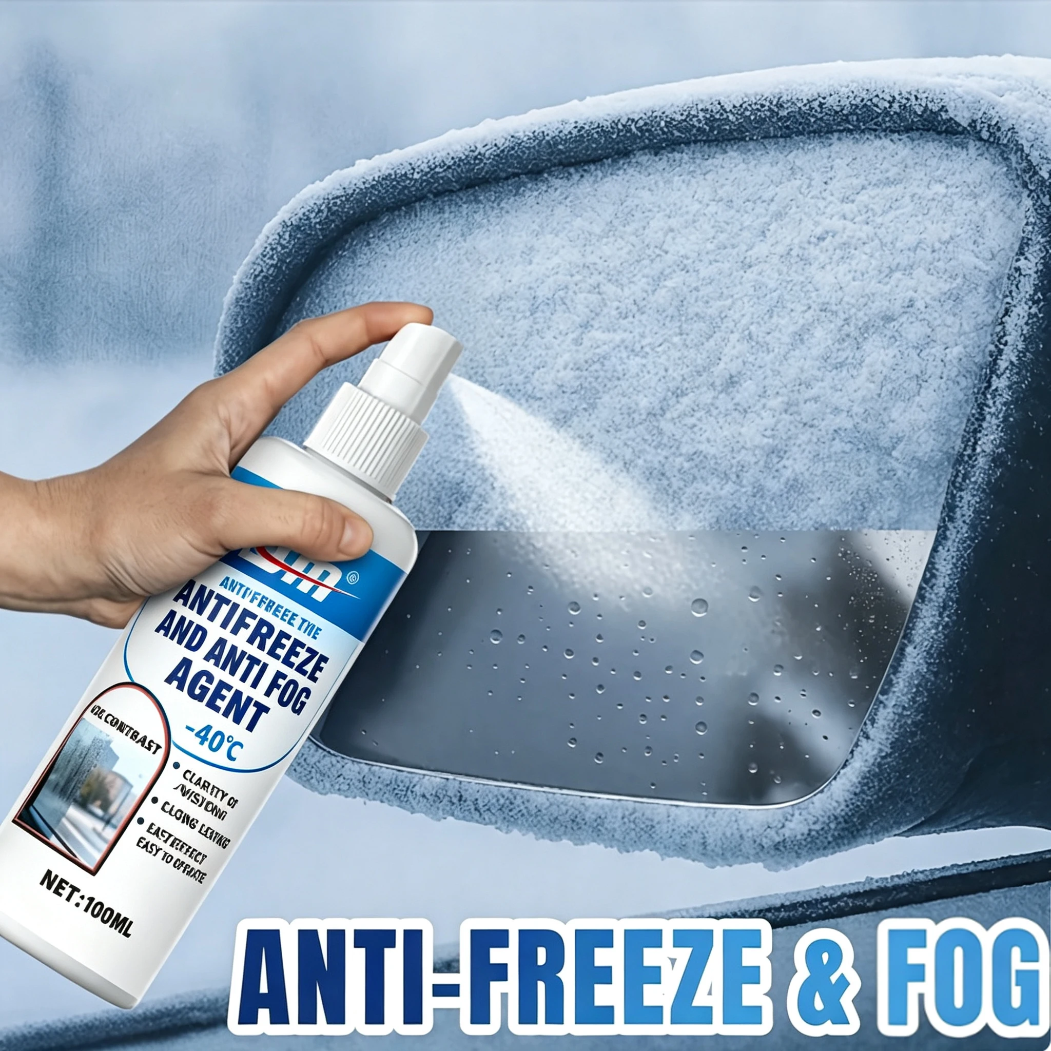 KJM Glass Anti Fog Coating Car Windshield Defogger Anti Freeze Spray For Rearview Mirrors Helmets Windows Winter Driving 100ML
