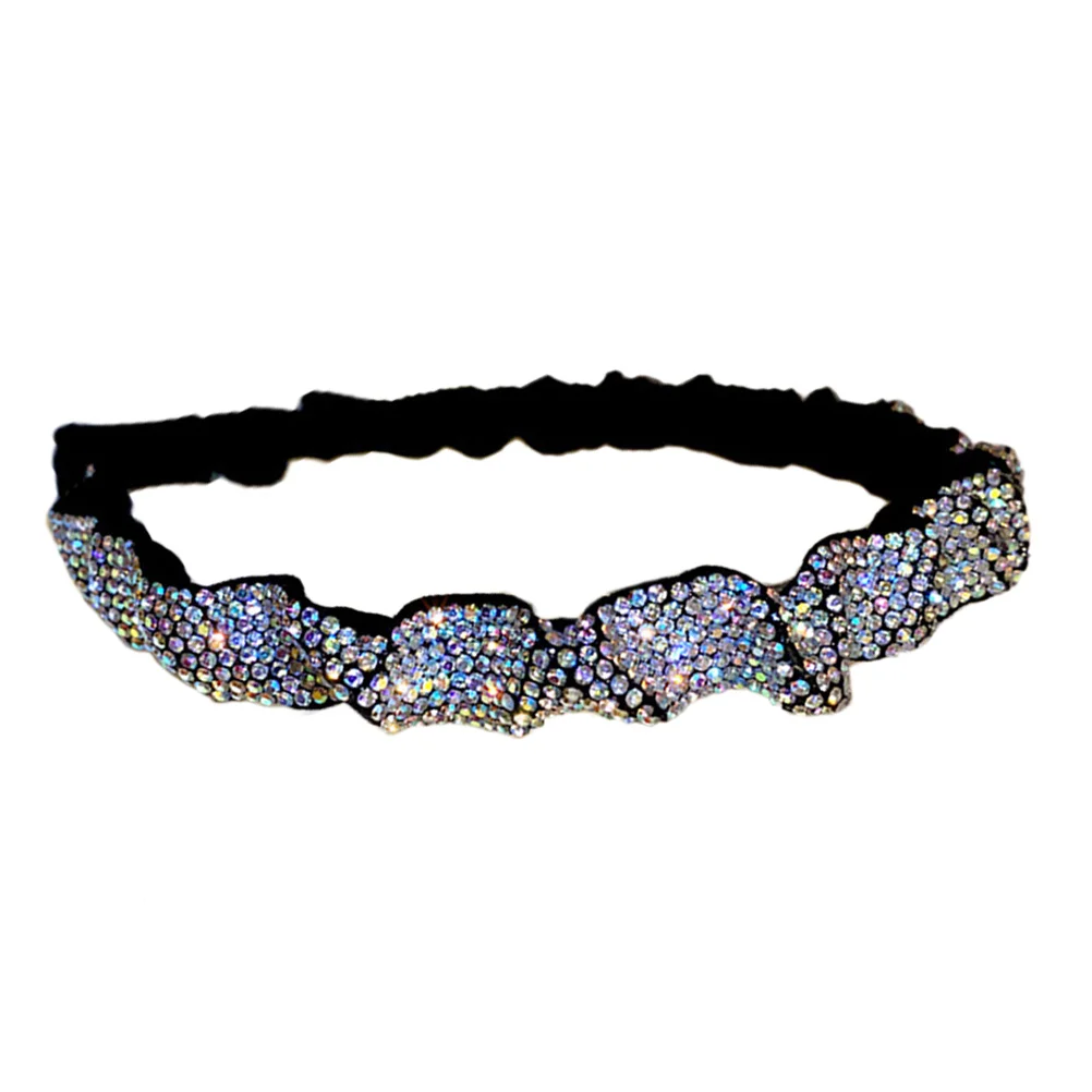 Headband Girl Hair Ornament Women Decor Vintage Accessory Flannel Wear Hairband Bride Rhinestone