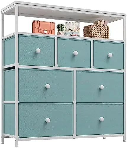 

Dresser TV Stand for Bedroom Dresser for Bedroom with 7 Fabric Drawers, TV Entertainment Center with , Grey Dressers for Bedroom