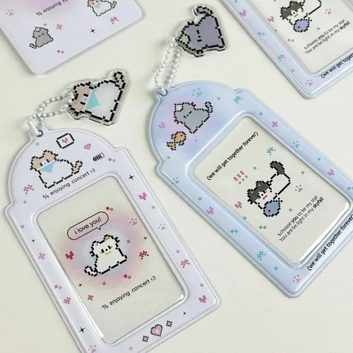 Nuevo soporte para tarjetas de fotos de dibujos animados, fundas protectoras decorativas para álbum de fotos de ídolo de 3 pulgadas, colgante de papelería japonesa Kawaii