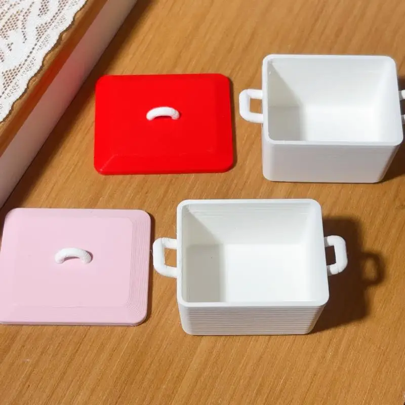 1 peça de miniatura de casa de bonecas 1/12, modelo de caixa de panqueca com tampa, acessórios de cozinha para decoração de casa de bonecas, brinquedo