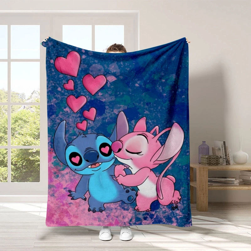 

1*1.5m Disney Stitch Throw Blanket Plush Nap Quilt Room Decor Bedsheet Portable Travel Office Cover Kids Fluffy Blankets Gift