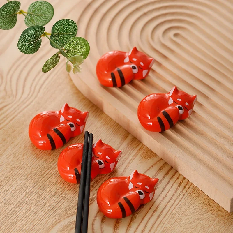 

Ceramic Chopstick Rack for Decoration, Super Cute Fox, Japanese-Style Crafts, 5PCs