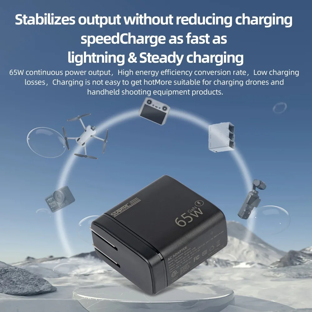 

DJI Drone 65W PD Fast Charging Type-C Adapter | Compatible with Neo/Avata 2/Mavic 3/Mini 4 Pro/Air 3/Pocket 3