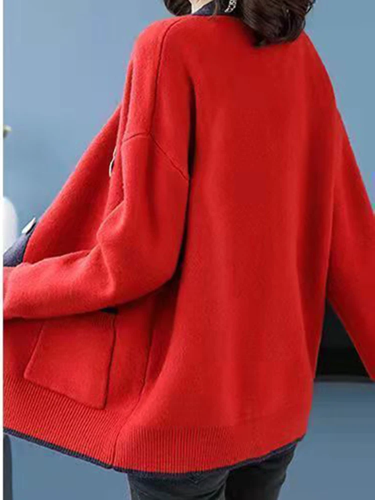 Korean Mid Length Knit Cardigan Coats Women Casual Loose Knitwear Jackets Elegant Sweater Gilet Fall Winter Soft Malhas Casaco