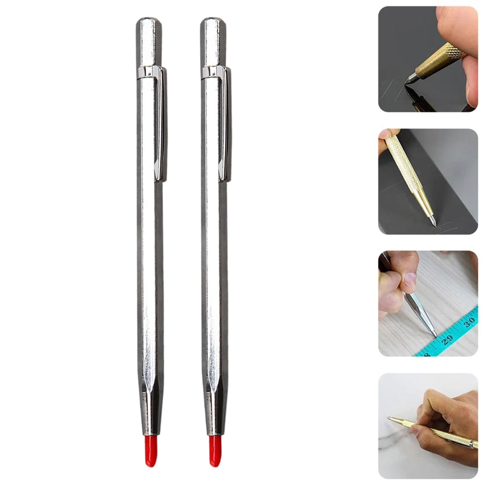 Tile Cutter Tile Lettering Pen 2Pcs Carbide Engraving Pen Scratch-resistant Silver Wear-resistant 145mm 5.7Inch