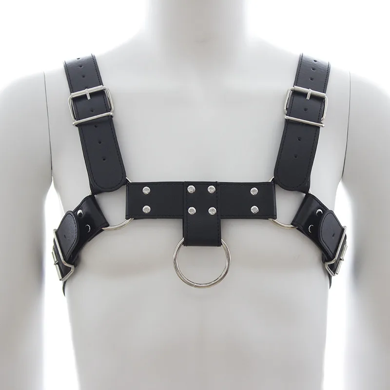 Leather Men Harness Belts with Buckle Fetish Gay Sex Bondage Clothes Punk Goth Chest Body Harness Straps Sexual Male Lingerie