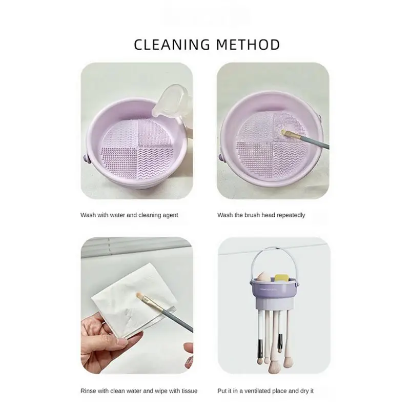 1PCS Silicone Washing Bowl Makeup Brush Cleaning Box Make-up Egg Drying Tool Set Powder Puff Washer Sponge Storage Artifact