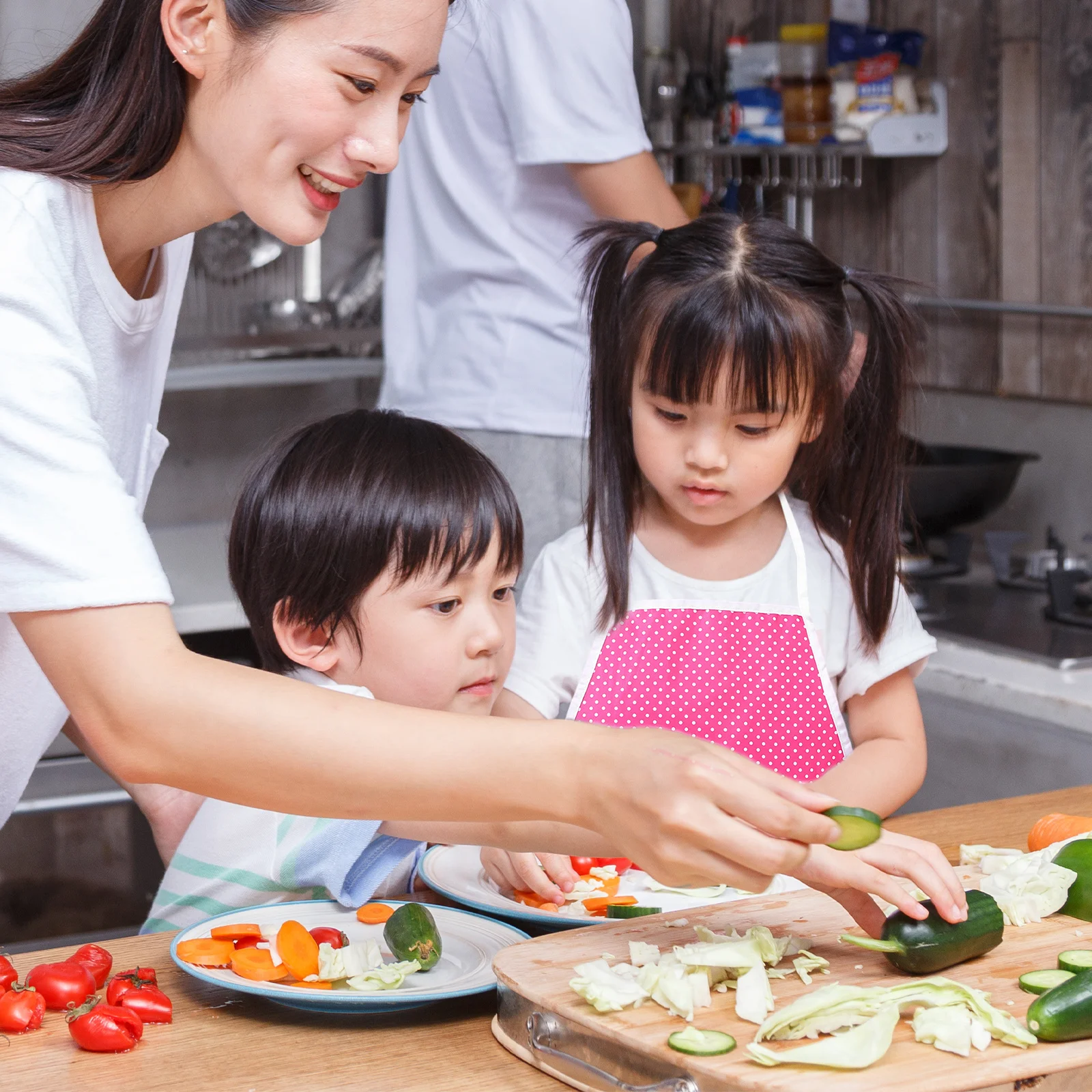 1Set Kids Chef Kostuum Schort Cosplay Set voor Bakken Koken Peuter Kinderen Chef Hoed Oven Mitt Beschermende Mat