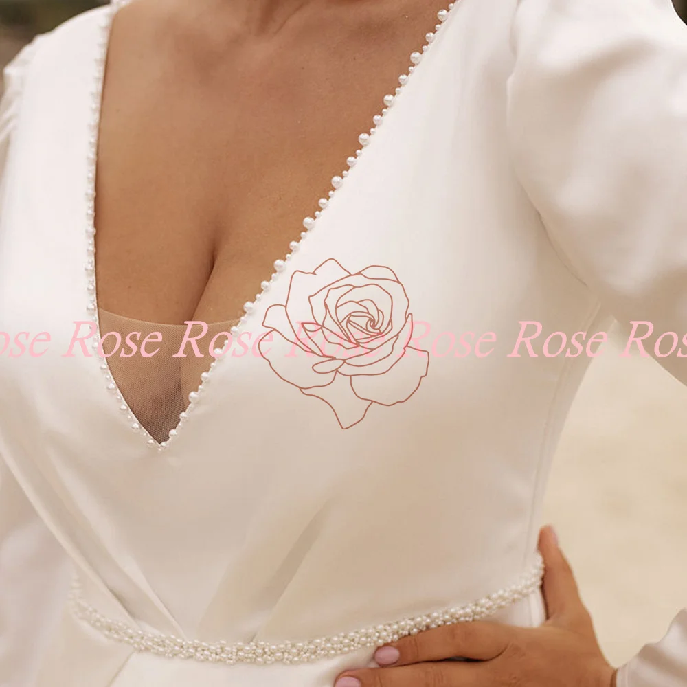 Furtanseo Modern A Line abiti da sposa 2023 lunghezza del pavimento Vestido De Novia spacco alto elegante o-collo raso bianco da sposa cresciuto