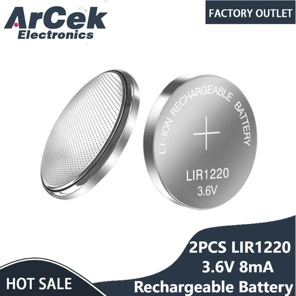 2pcs/lot LIR1220 3.6V Genuine Rechargeable Coin Cell Patch Transposon New Original Lithium-ion Button Battery Replaces CR1220