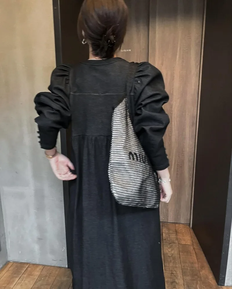 Japan Style Denim Vestidos Mujer Spring Puff Long Sleeve Dress O-neck Zipper Vestido Loose Ropa High Waist Dresses Women