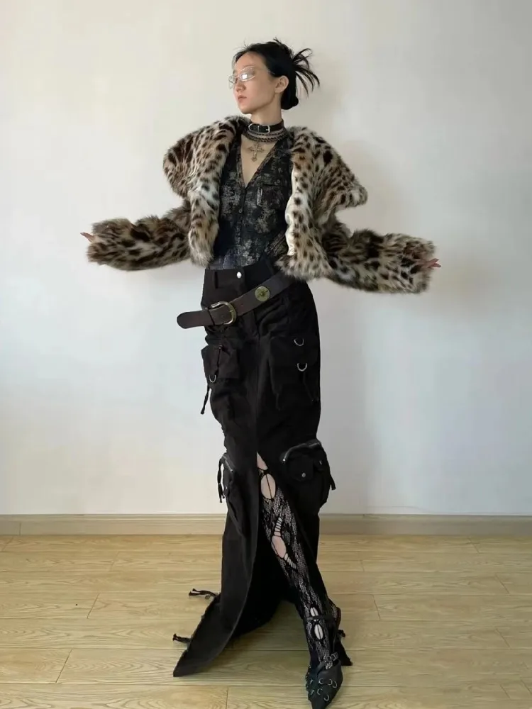 

Коричневая женская шуба с леопардовым принтом Young Sle, новая модель 2025 года, зимняя экологически чистая кожаная шуба из натуральной кожи