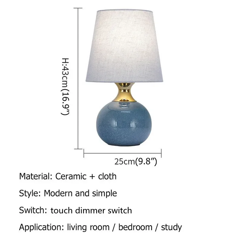 SOFEINA Touch Dimmer Table Desk Light Contemporary Ceramic Luxury Lamp Decorative for Home Bedside