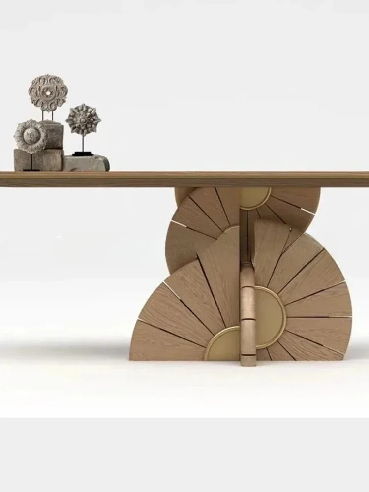 

yj32 Italian ash wood color entrance table light luxury creative living room entrance high-end