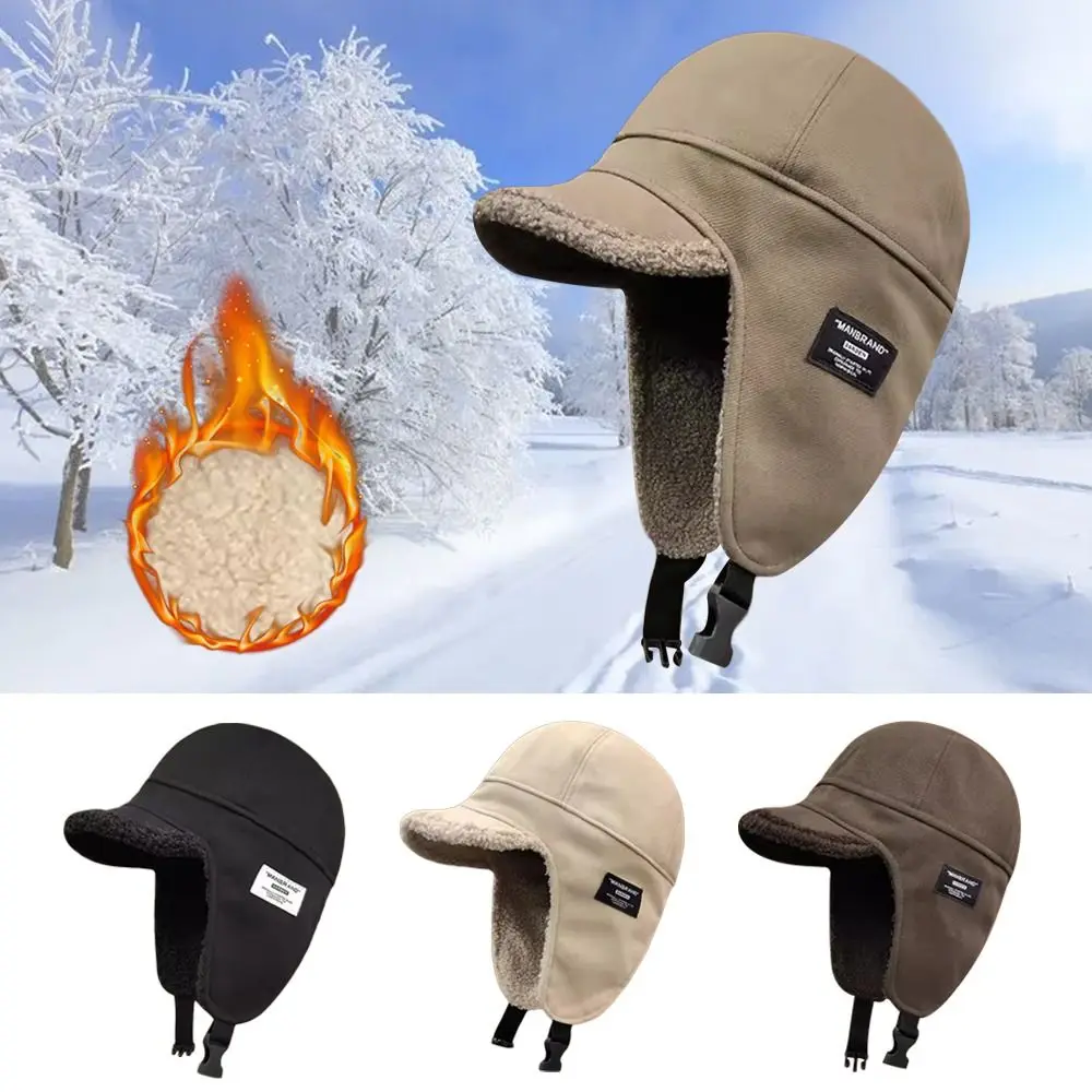 Outdoors Plush Bomber Hat Thick Warm Ushanka Fur Hat Windproof Ski Russian Cap for Men Women