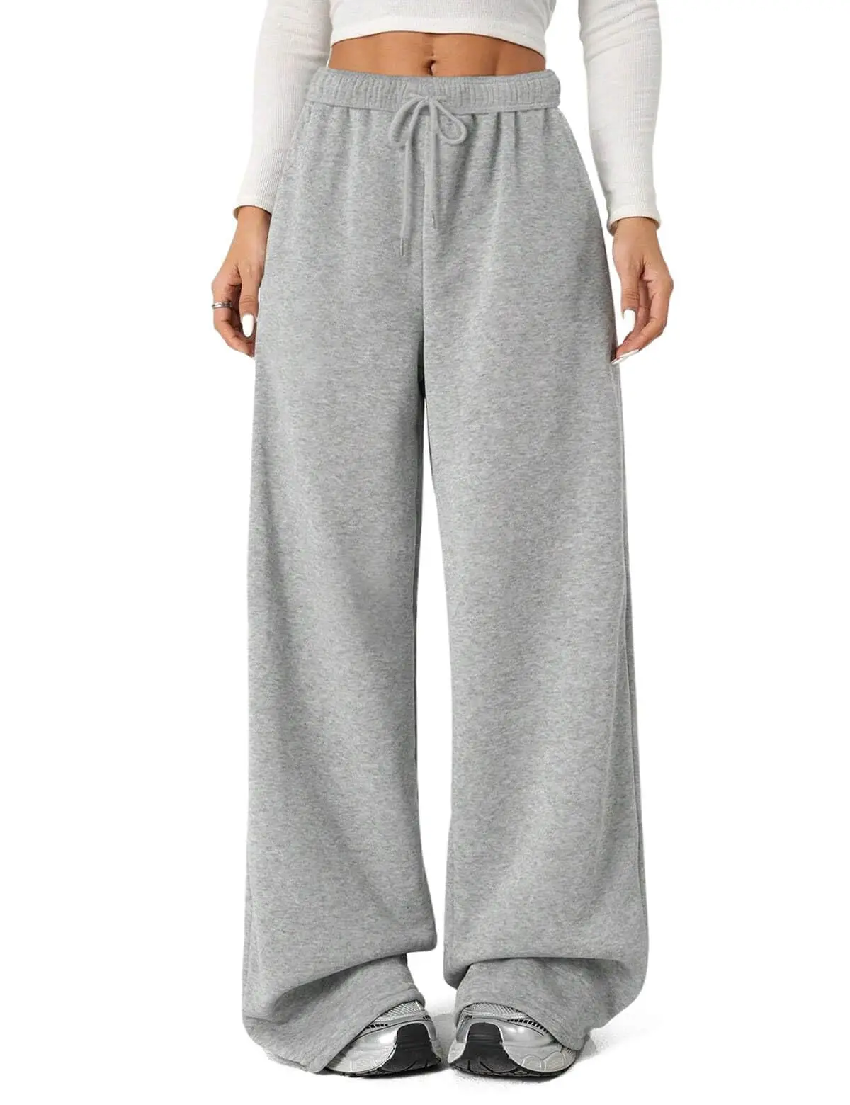 Autumn Winter Women Sports Pants Streetwear Casual Solid Color Pockets Trousers Female Elastic Waist Wide Leg Retro Loose Pants