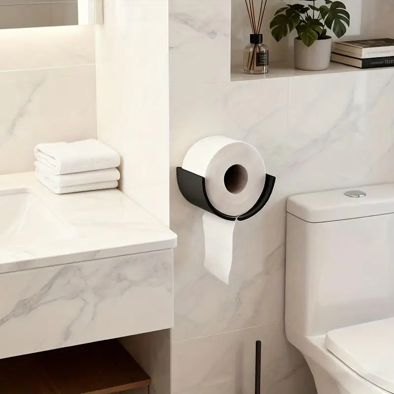 Kreativer, wandmontierter, wasserdichter Toilettenpapierhalter in Schwarz, einfach zu installieren für die Badezimmereinrichtung. – Detail 10