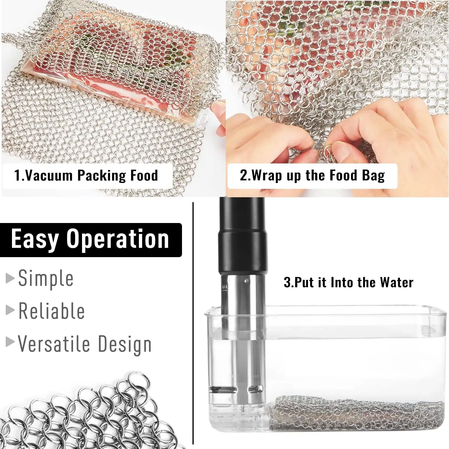 Sous Vide Stainless Steel Cooking Mesh Sous Vide Slow Cooking Accessories Prevent Food From Floating Adding Weight To Mesh