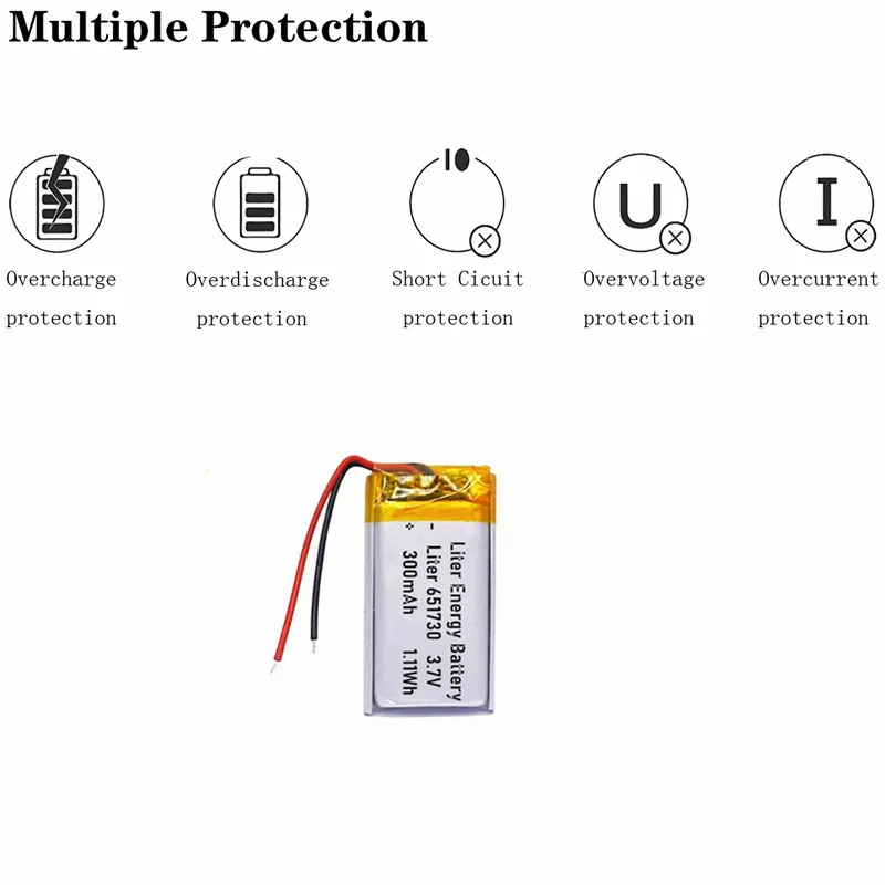 best battery brand 3.7v lithium polymer battery 651730 300MAH small toys MP3 MP4 GPS navigation mobile power