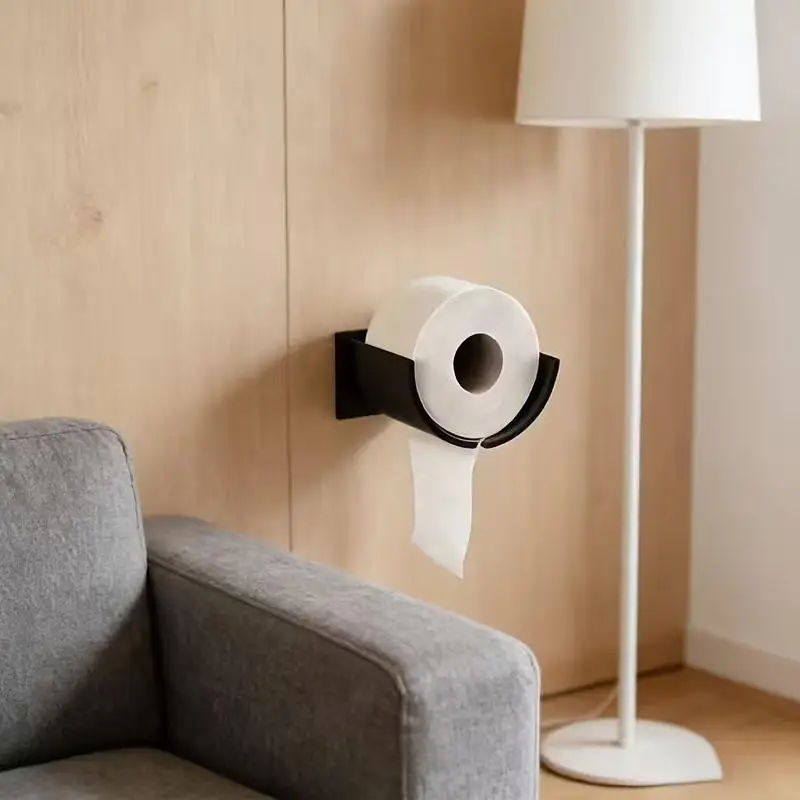 Kreativer, wandmontierter, wasserdichter Toilettenpapierhalter in Schwarz, einfach zu installieren für die Badezimmereinrichtung. – Detail 9