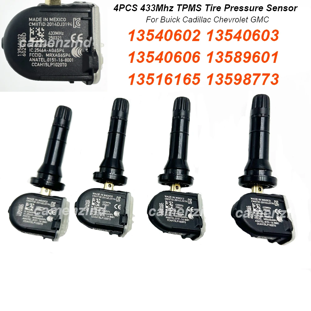 

4PCS 433Mhz TPMS Tire Pressure Sensor 13540602 13540603 13540606 13589601 13516165 13598773 For Chevrolet Camaro Cruze Express