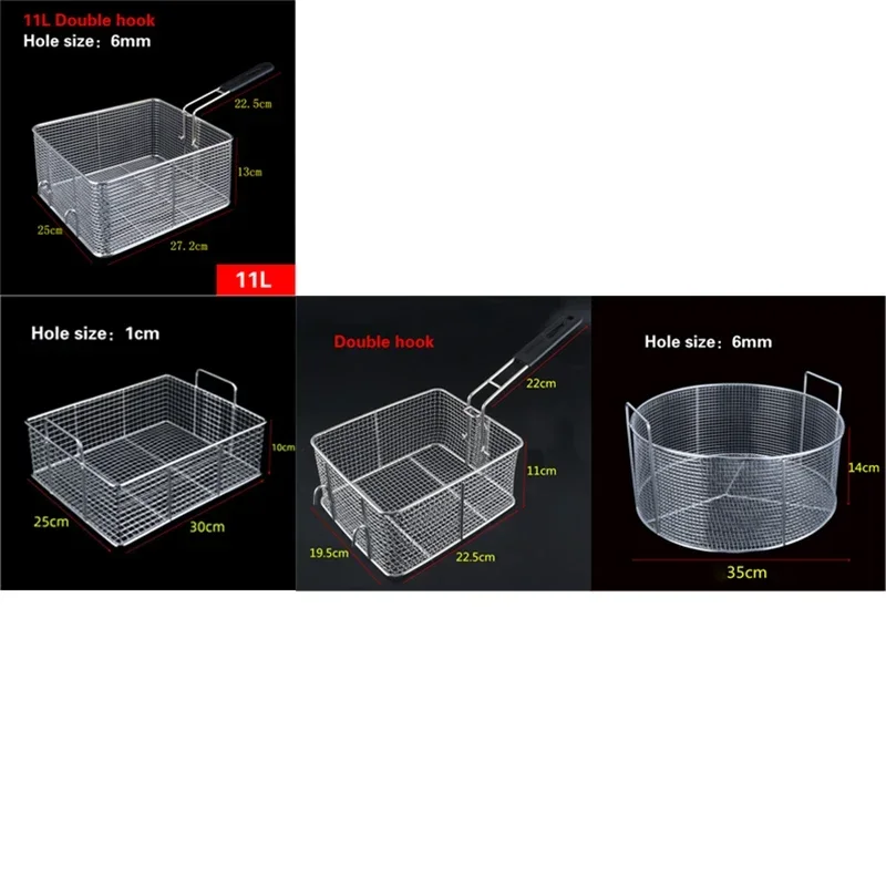 Stainless steel frying basket net French fries basket  frame square oil  control filter frying basket dense