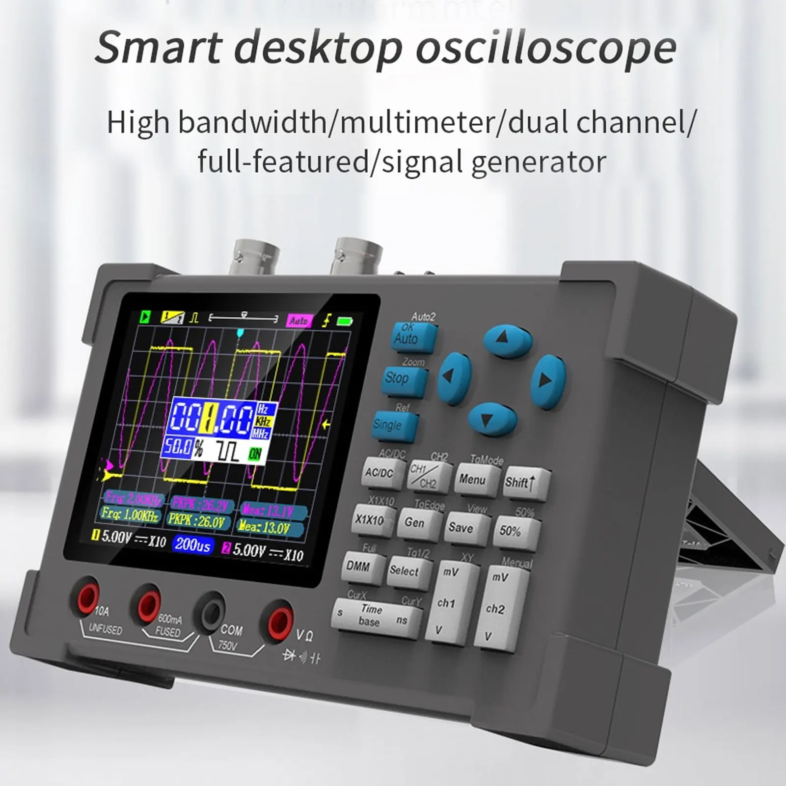 Digital Oscilloscope Digital Oscilloscope 3 in 1 Multimeter Signal Generator 120M 250MSa/s 3.2in Display 2 Channel Multimeter