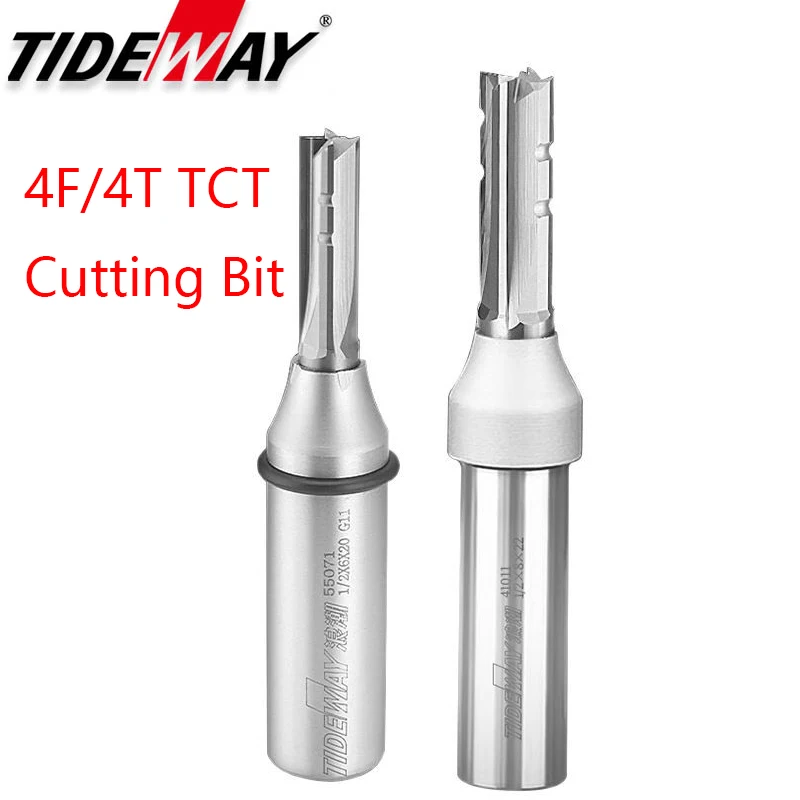 Tideway 1/2 Vỏ 3 Sáo Cắt Thẳng Router Bit TCT Cắt Gỗ CNC Cắt Tỉa Khe Cắm Bit Dao Phay Gỗ