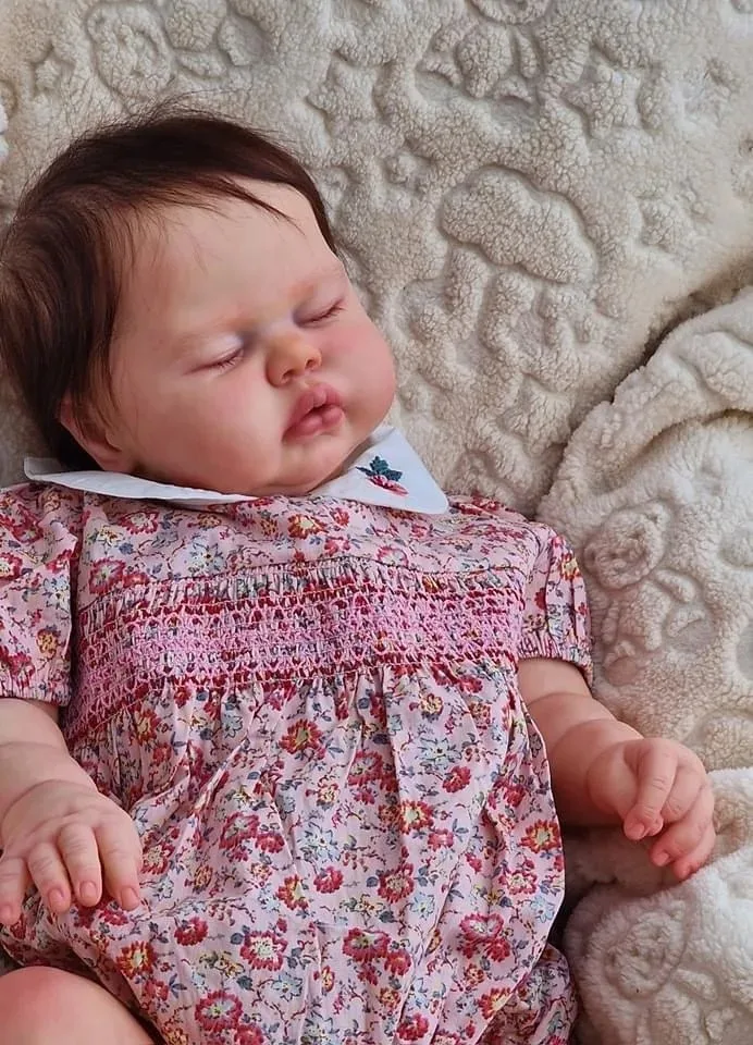 Cheveux enracinés à la main pour tout-petit, doux, corps de gril, réaliste, bébé fille au beurre, câlin, 24 po, 514