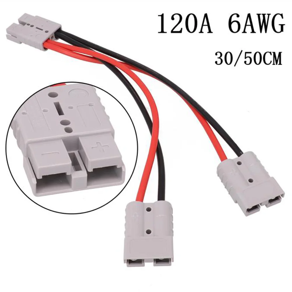 1PCS 120A 600V FOR Anderson Plug Connector To Dual Y Adapter 6AWG Car Cable Power Connection 4-6AWG 30cm 50cm Length Electrical