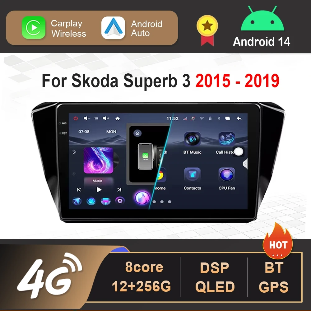 

Android 14 Car GPS Navigation for Skoda Superb 3 2015 2016 - 2019 Video Multimedia Player DSP Stereo 4G Wifi HD Touch Screen