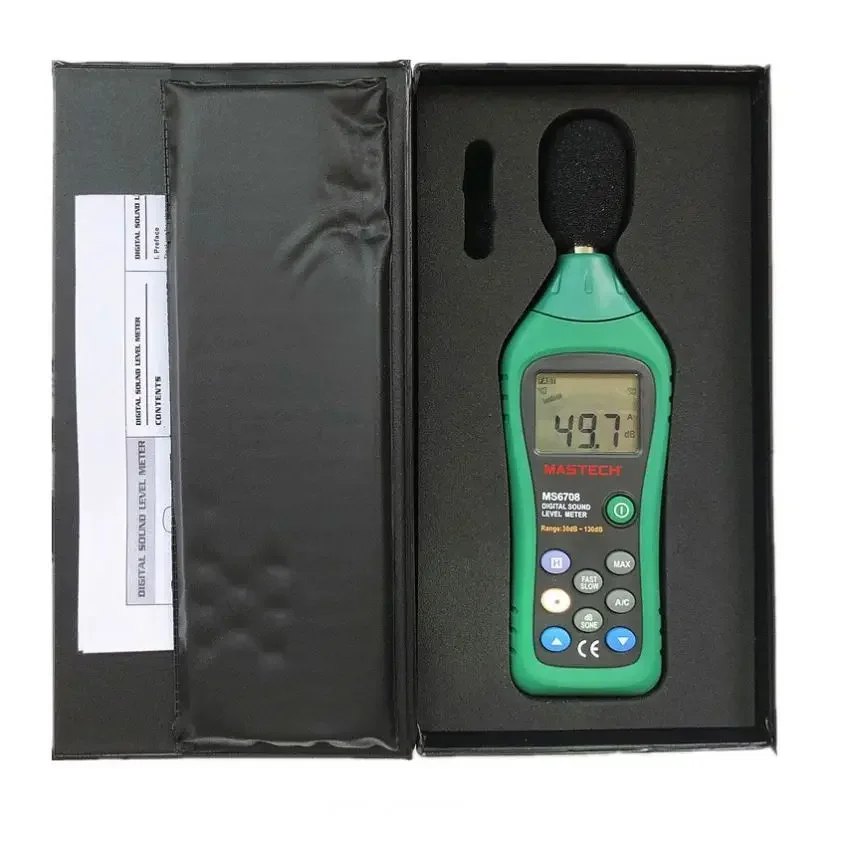 MASTECH MS6708 Handheld LCD Display 30dB ~ 130dB Digital Sound Level Meter Noise Tester DB Decibel Level Meters