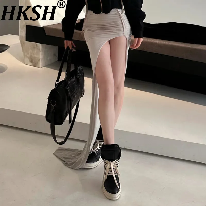 

Новая летняя женская юбка HKSH 2026: асимметричная, с разрезом, однотонная, плиссированная, универсальная, элегантная, сексуальная, шикарная, в пол, модель HK5852