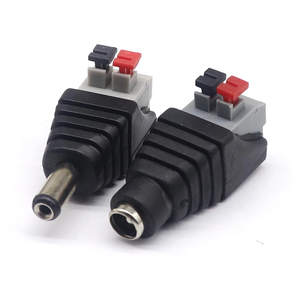 5pcsDC male and female power connector 5.5*2.1mm plug positive and negative to solderless pressure terminal LED wiring connector