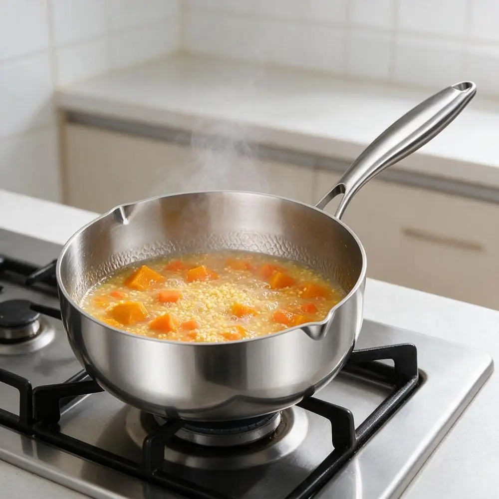 Health Titanium-coated Milk Pot Multilayer Composite Steel Non-stick Noodle Pot Scratch Resistant Single Saucepan Soup