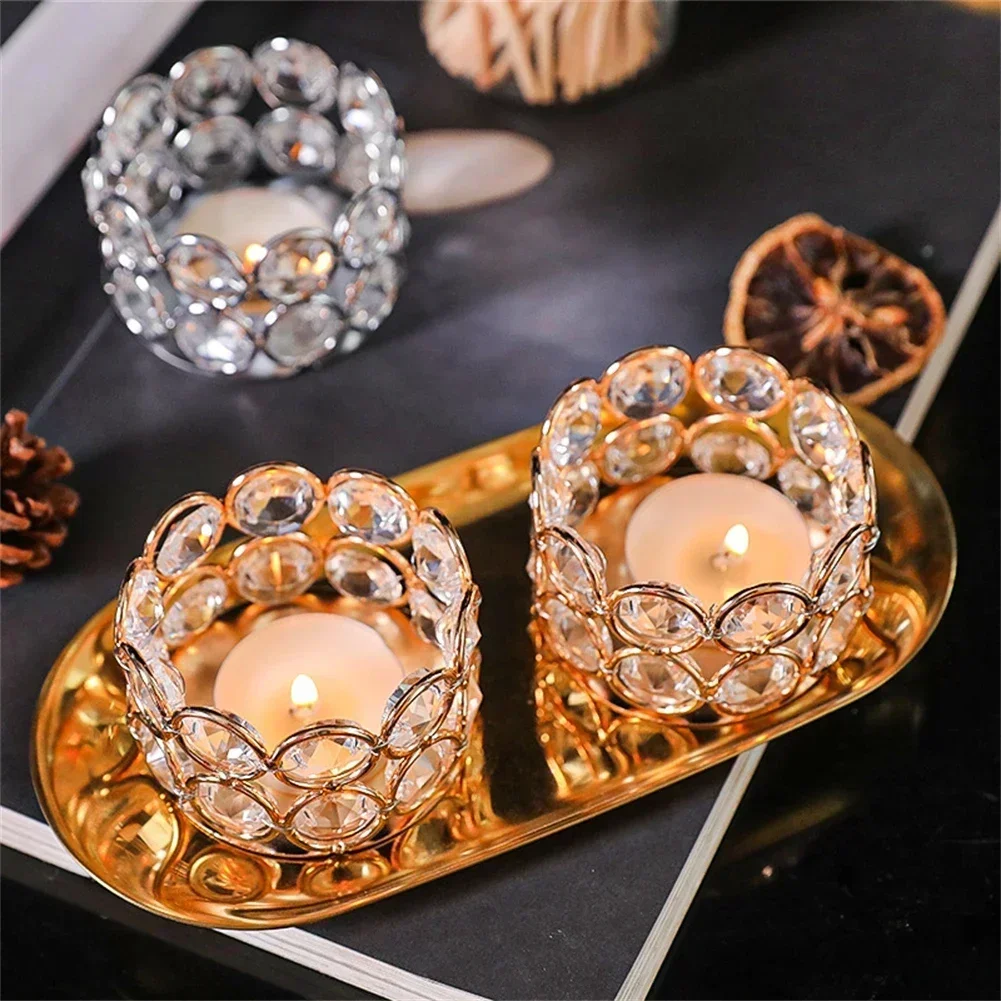 Crystal Tealight Candle Lantern Holders Candlesticks For Wedding Party Dinner Table Centerpieces Home Decors