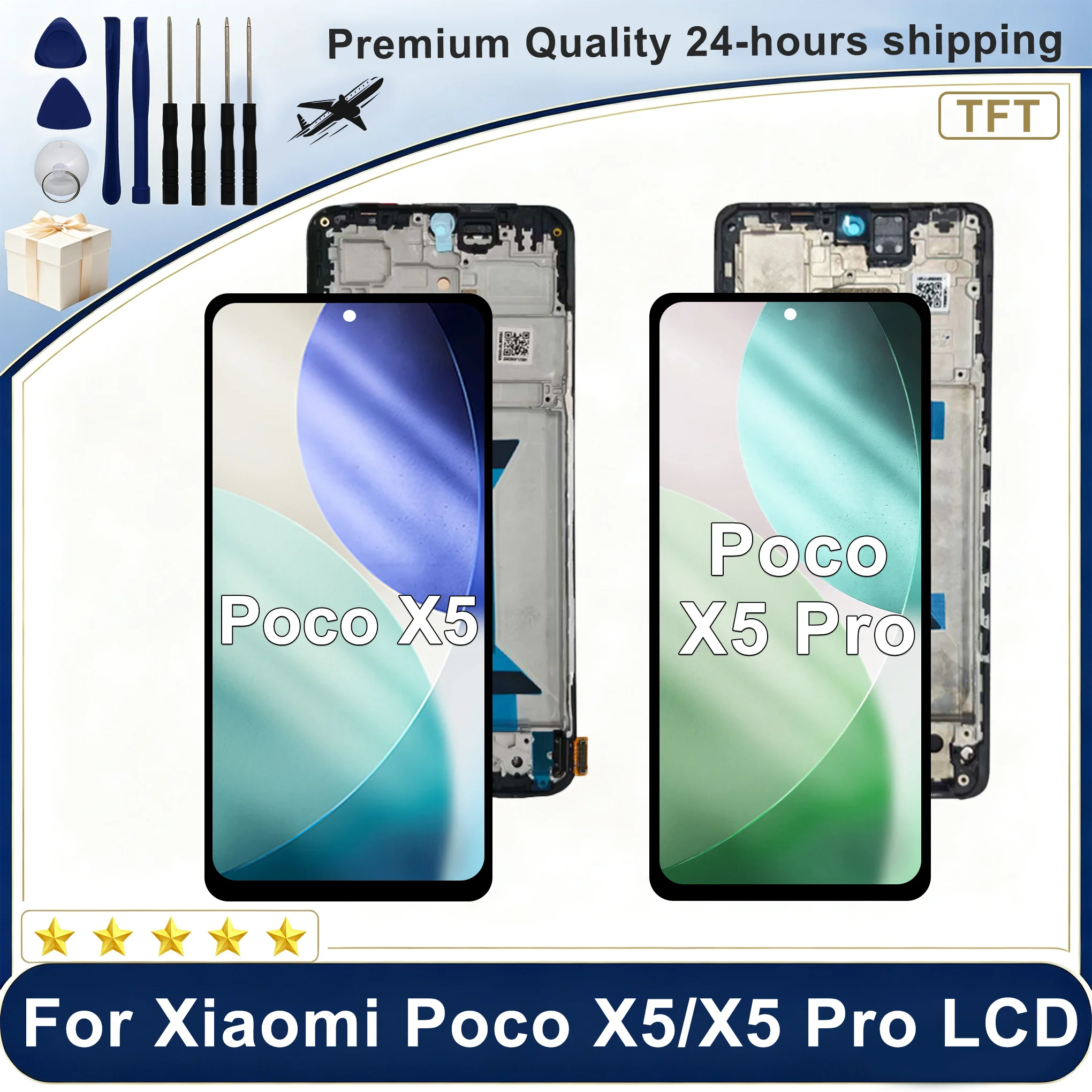 6.67" TFT For Xiaomi Poco X5 Display 22111317PG Touch Screen For Poco X5 Pro LCD 22101320G Digitizer Assembly Replacement Parts