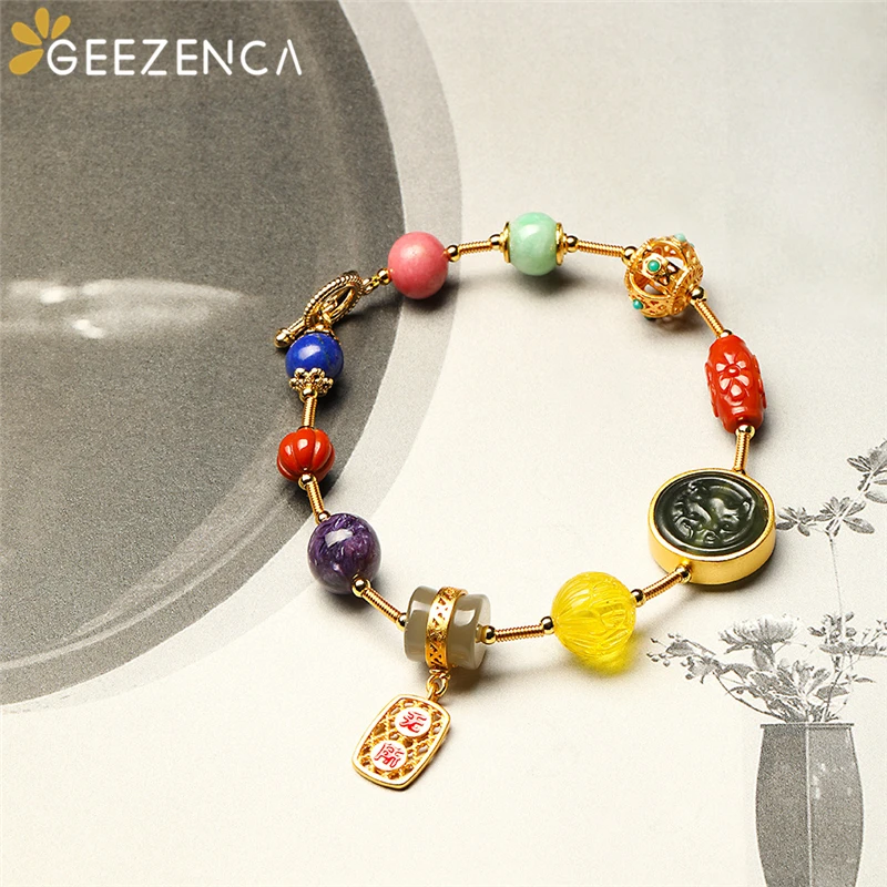 GEEZENCA 925 Sterling Silver Jade Lapis Lazuli Pearl Colored Stone Beaded Bracelets Clearance Limited Stock First Come First Get