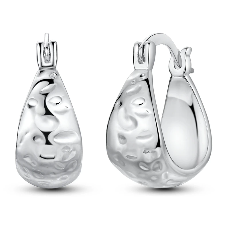 

925 Sterling Silver Earrings Women Sparkling Teardrop Shaped Liquid Hoop Earring For Anniversary Wedding Jewelry Gifts
