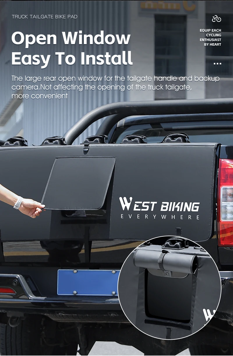 WEST BIKING Pickup-Truck Heckklappenabdeckung Fahrradträger Transportschutzpolster Kratzfester Fixierträger MTB Rennrad Zubehör – Detail 11