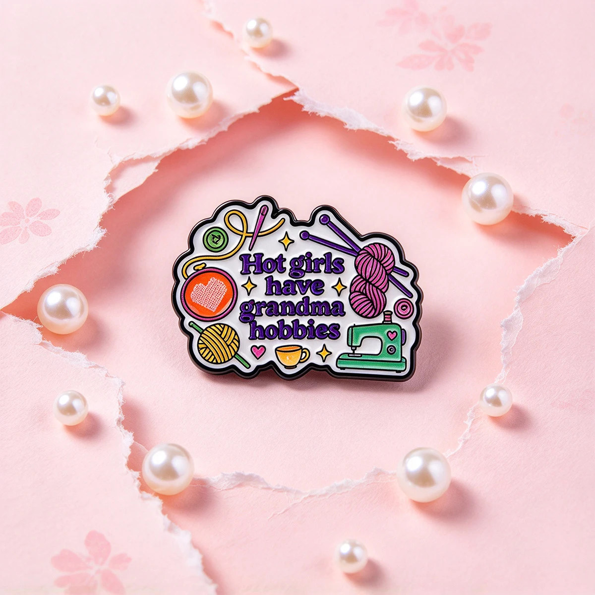 9pcs Funny Grandma Hobby Enamel Pin Knitting Crochet Sewing Brooch Cute Craft Badge Pins For Backpack Jacket Clothing Gift