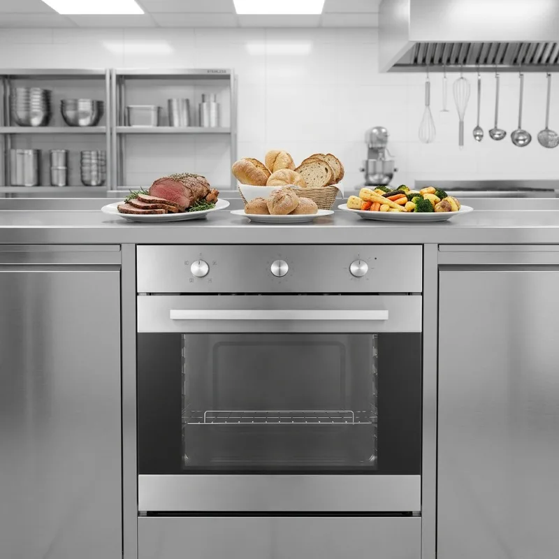 66L Built-in Electric Oven 60cm Size Enamel Liner Mechanical Knob Control Convection Oven for Commercial&Home Use
