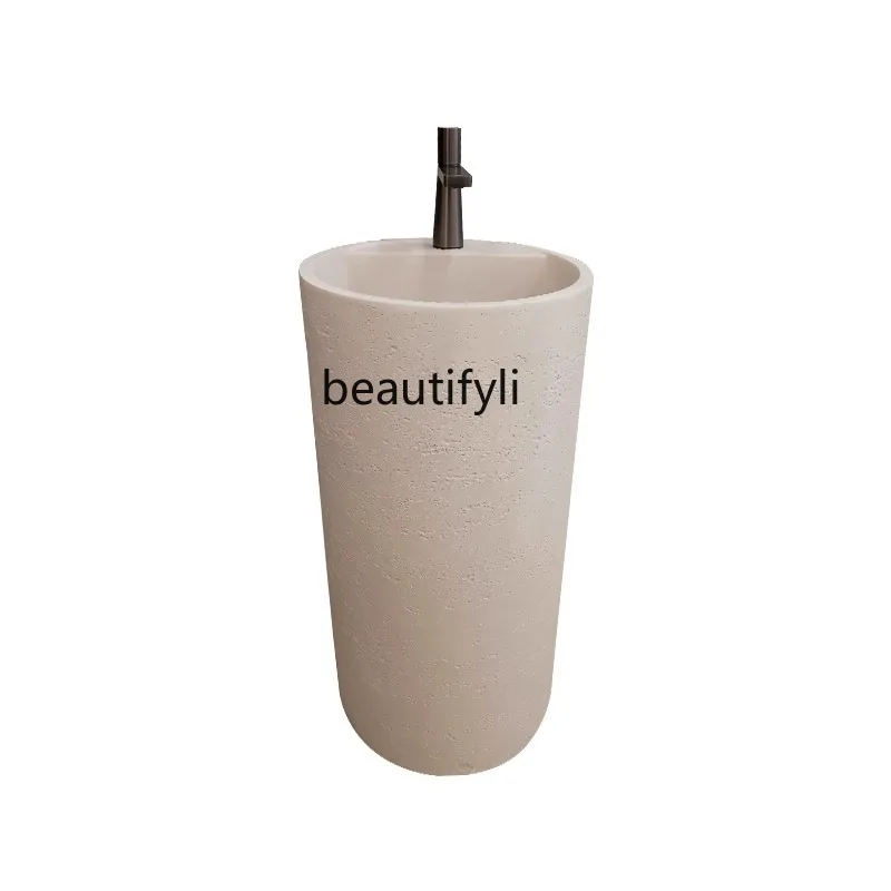 

Japanese cream wind bathroom column basin floor-to-ceiling integrated creative wash basin balcony outdoor face sink