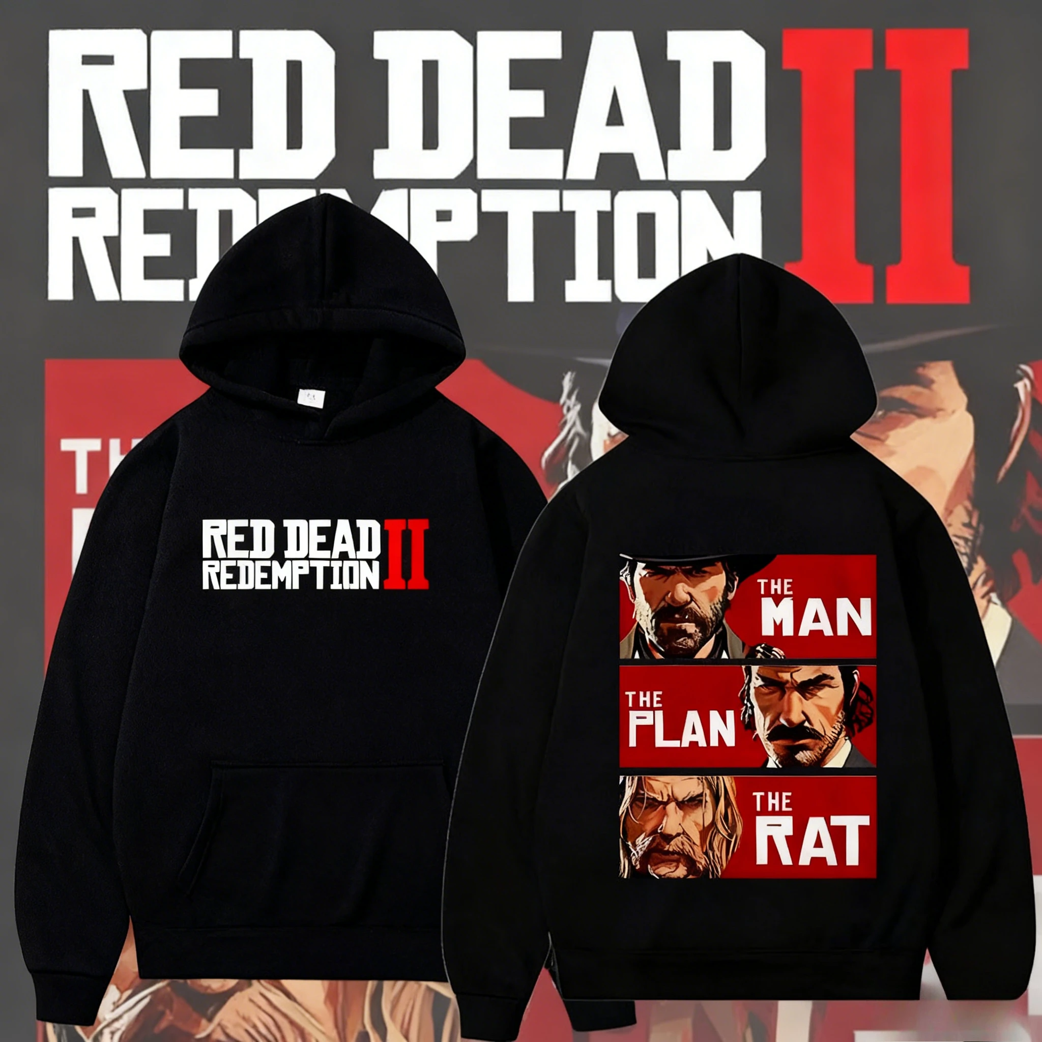 Red Dead Redemption 2 Men's Long-sleeved Fashionable Oversized Sweatshirt 2025-26 Autumn/winter 100% Pure Cotton Printed Hoodie