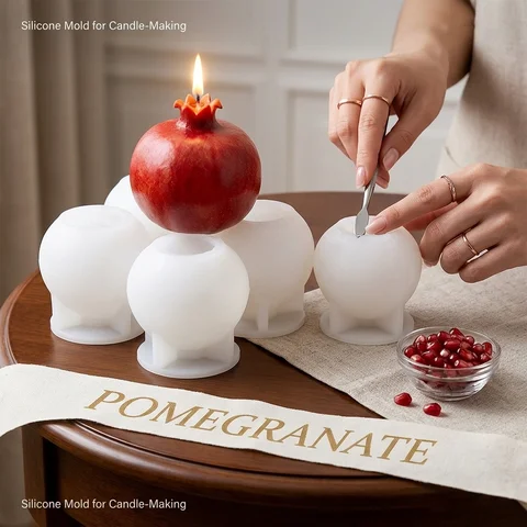 3D Pomegranate Candle Mold Realistic Fruit Silicone Mold Candle Making DIY Aromatherapy Plaster Gypsum Soap Wax Resin Casting