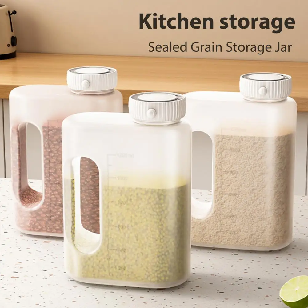 Contenedor de almacenamiento de tanques de frijoles, asas ergonómicas, contenedor de alimentos transparente para almacenamiento preciso de ingredientes, tarro portátil
