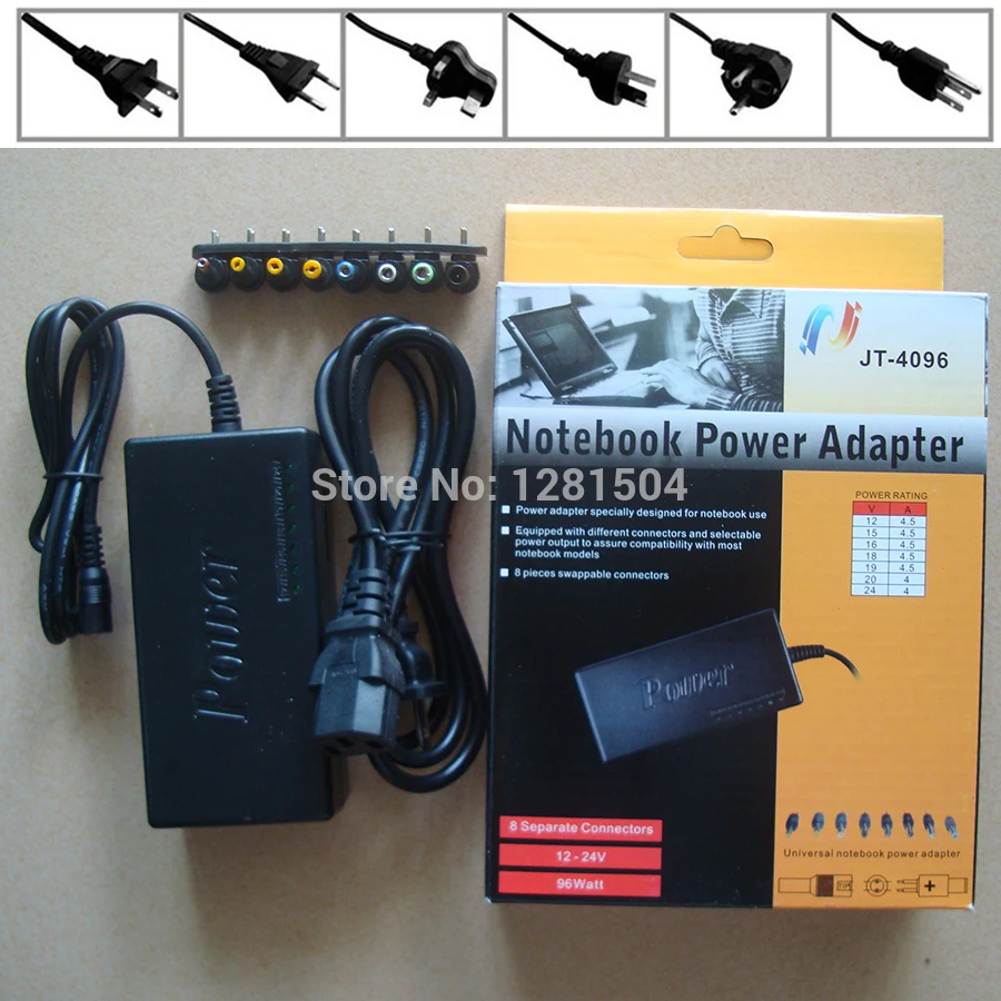 10pcs/lot Wholesale 96W Universal Laptop Notebook AC Charger Power Adapter with US/EU/ UK/AU Plug